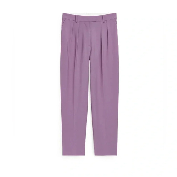 ARKET Womens Viscose Tapered Leg High Waist Trousers Pants Purple Sz 12 US 42 EU - Picture 1 of 11